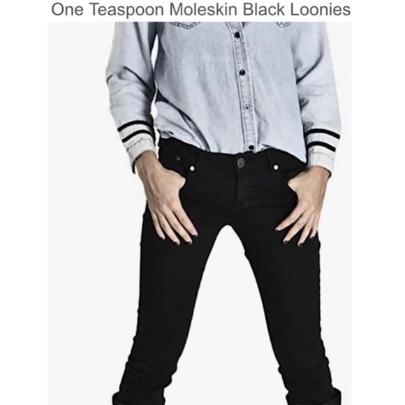 One Teaspoon X Black Moleskin Loonies - Picture 6 of 16